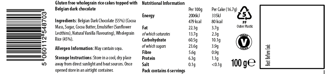 Nature's Store 6 Dark Chocolate Rice Cakes